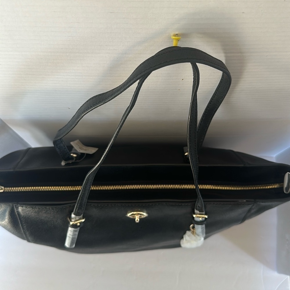 NWT Coach Turnlock Tote Black Crossgrain Leather Large Shoulder Bag Purse - Picture 12 of 12